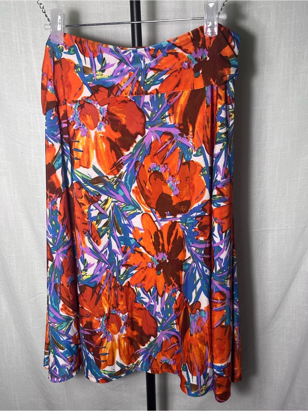 LuLaRoe M Colorful Floral Maxi Skirt Fold Over Waist Boho